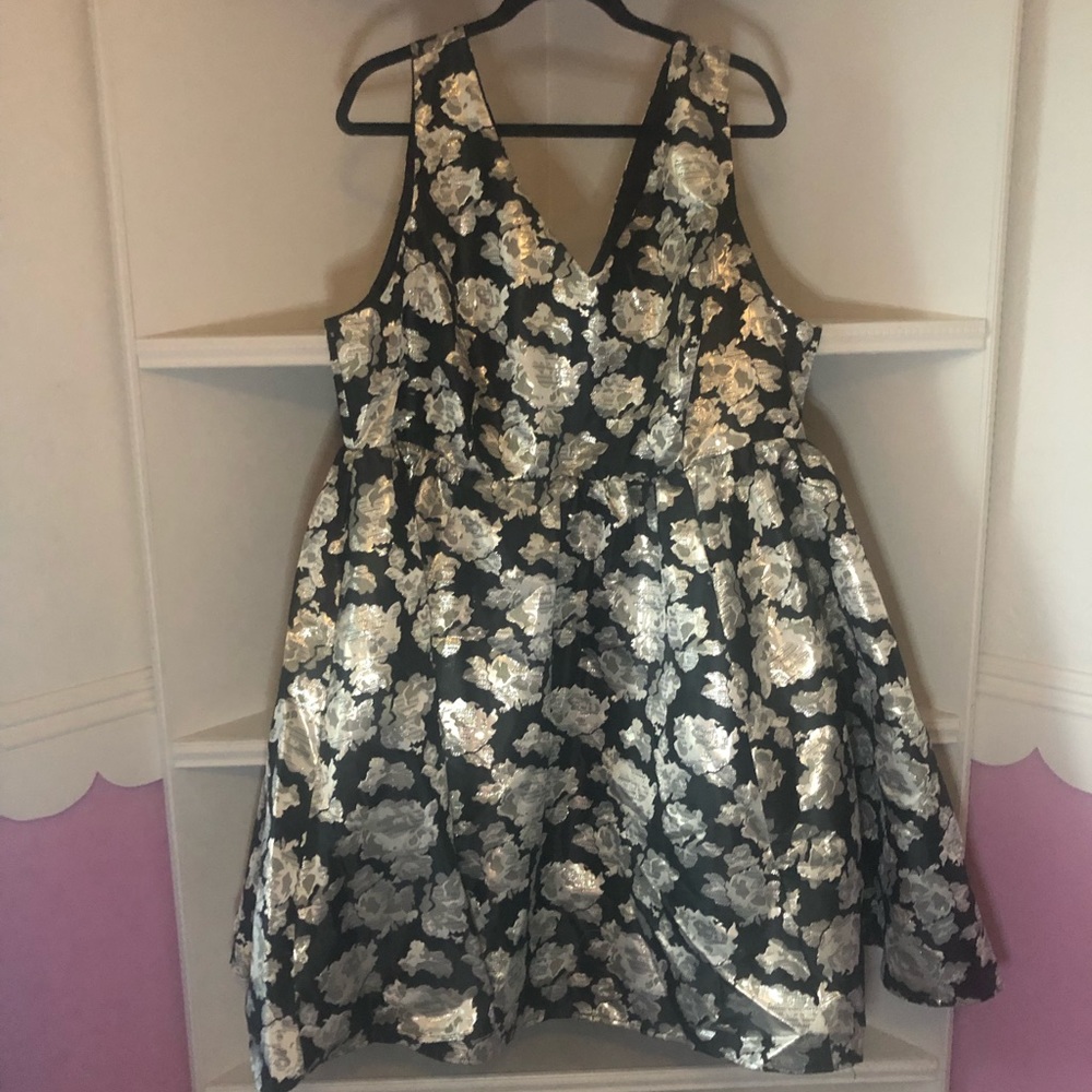 Black and Gold brocade dress w/tulle underlay